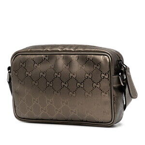 Gucci Bag Brown Bron Nylon GG White Leather Imprime Shoulder